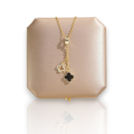 Collar trebol Two black