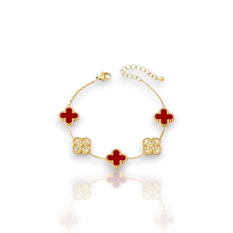 Pulsera Trebol Rojo dorado Pulsera Trebol Rojo dorado